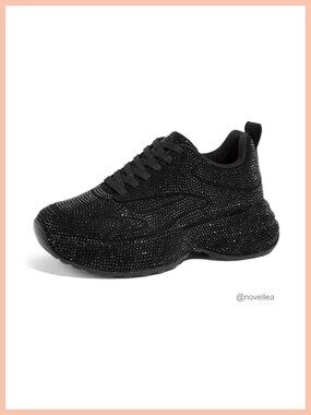 Rhinestone Chunky Sneakers Sparkly Platform Fashion Shoes